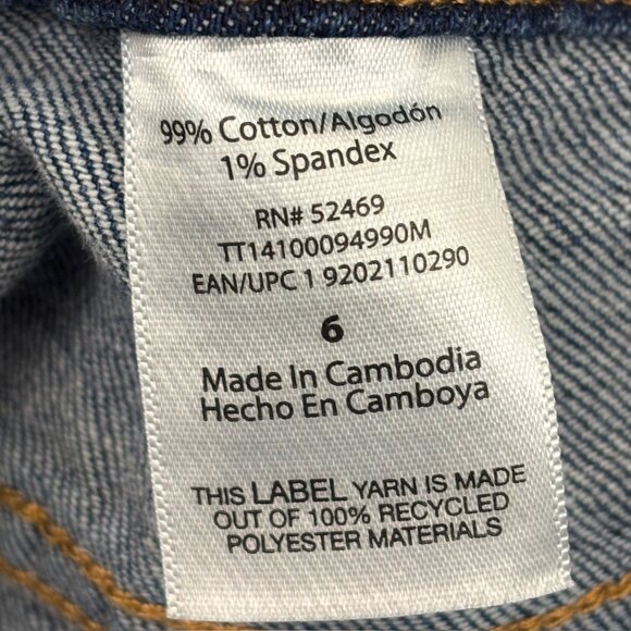 Time And tru Mid Rise Raw Hem Distressed Cuffed Boyfriend Women size 6 Blue jean - Picture 3 of 4